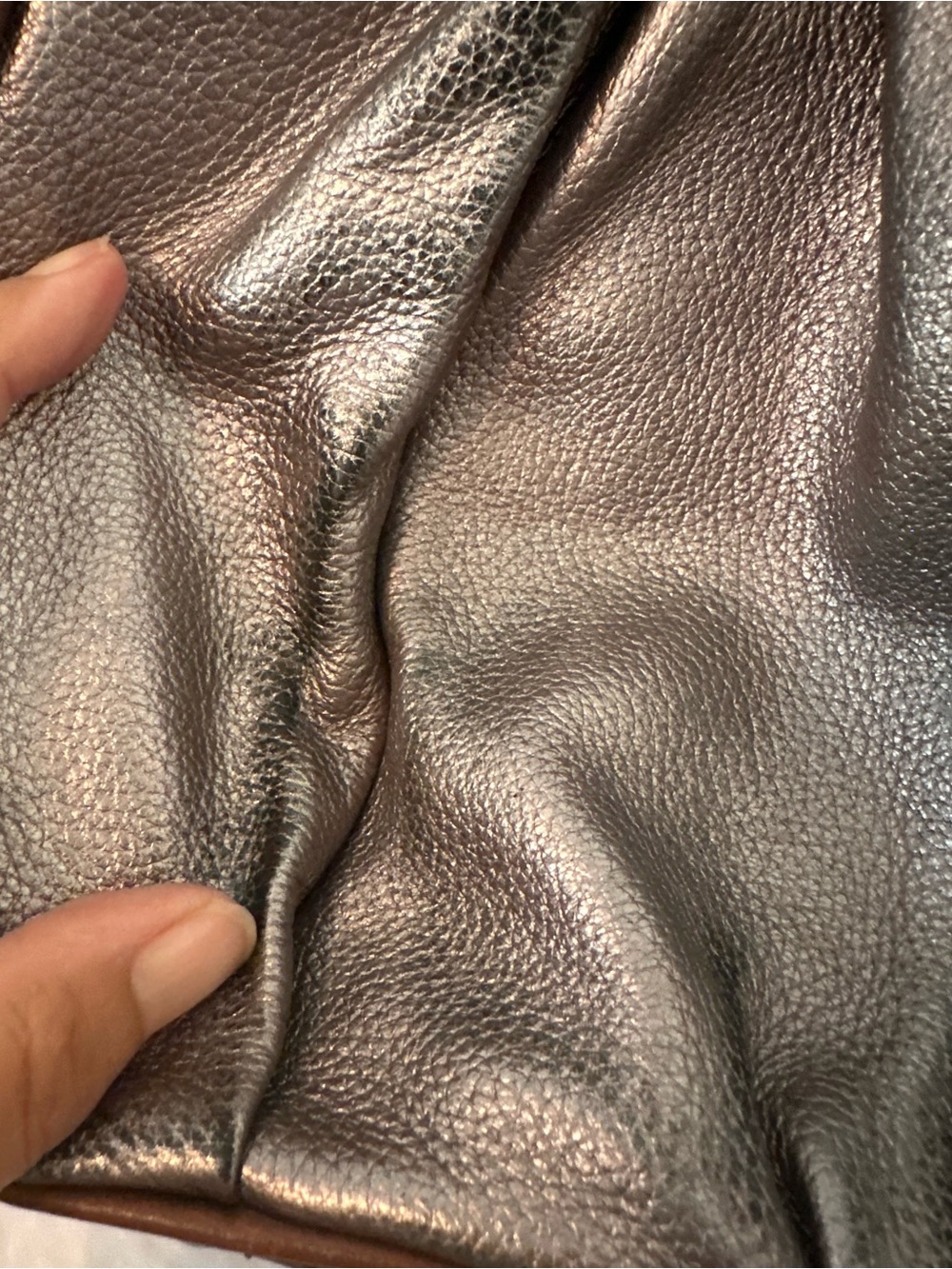 Banana Republic Metallic Pebbled Leather Handbag or Accessory - Pewter